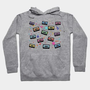 80's cassette tape pattern Hoodie